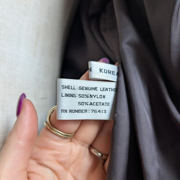 Vintage Black Leather Trench Coat Fur Penny Lane Jacket Goth Minimalist Large - Picture 11 of 11